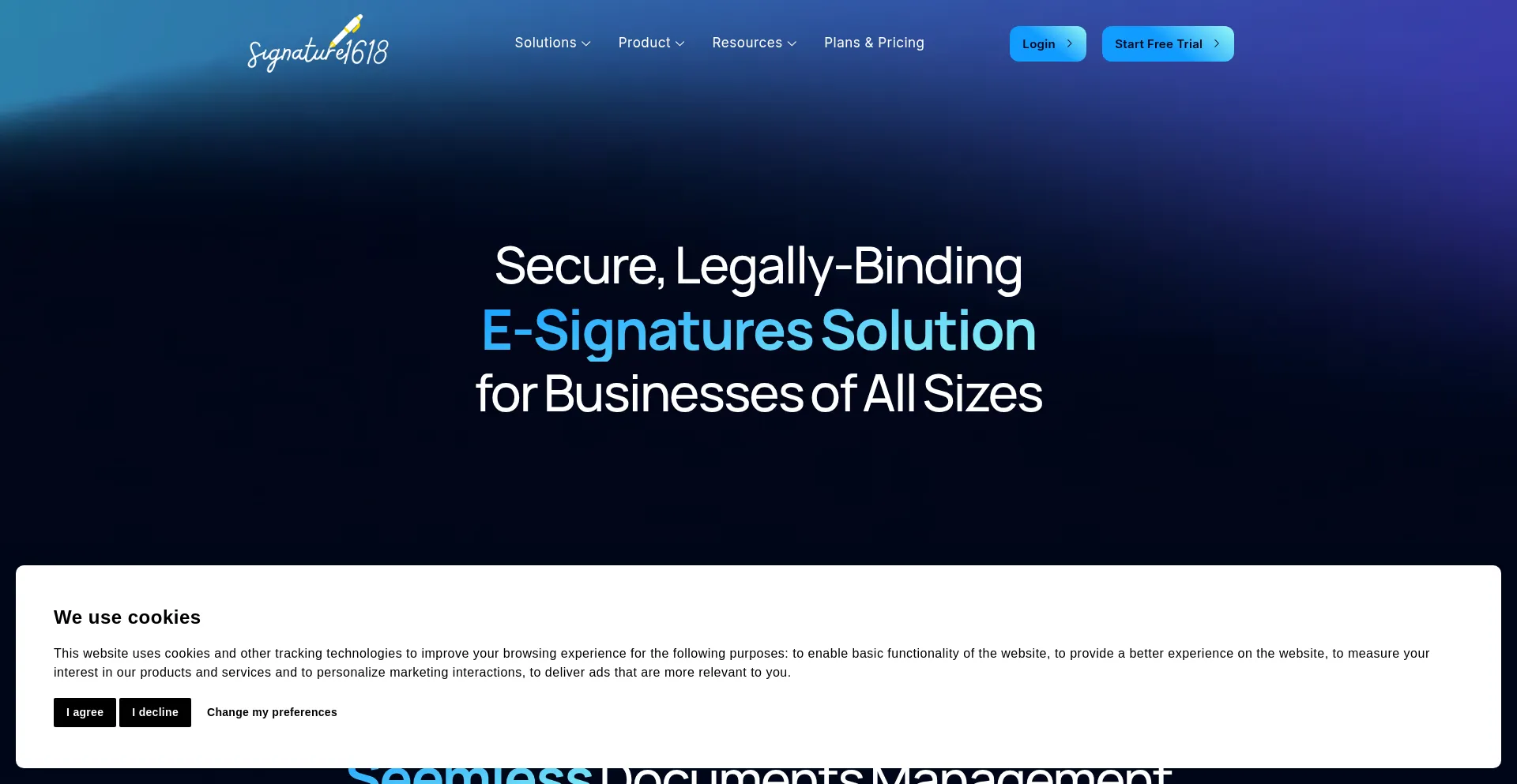 Website screenshot of Signature1618.com