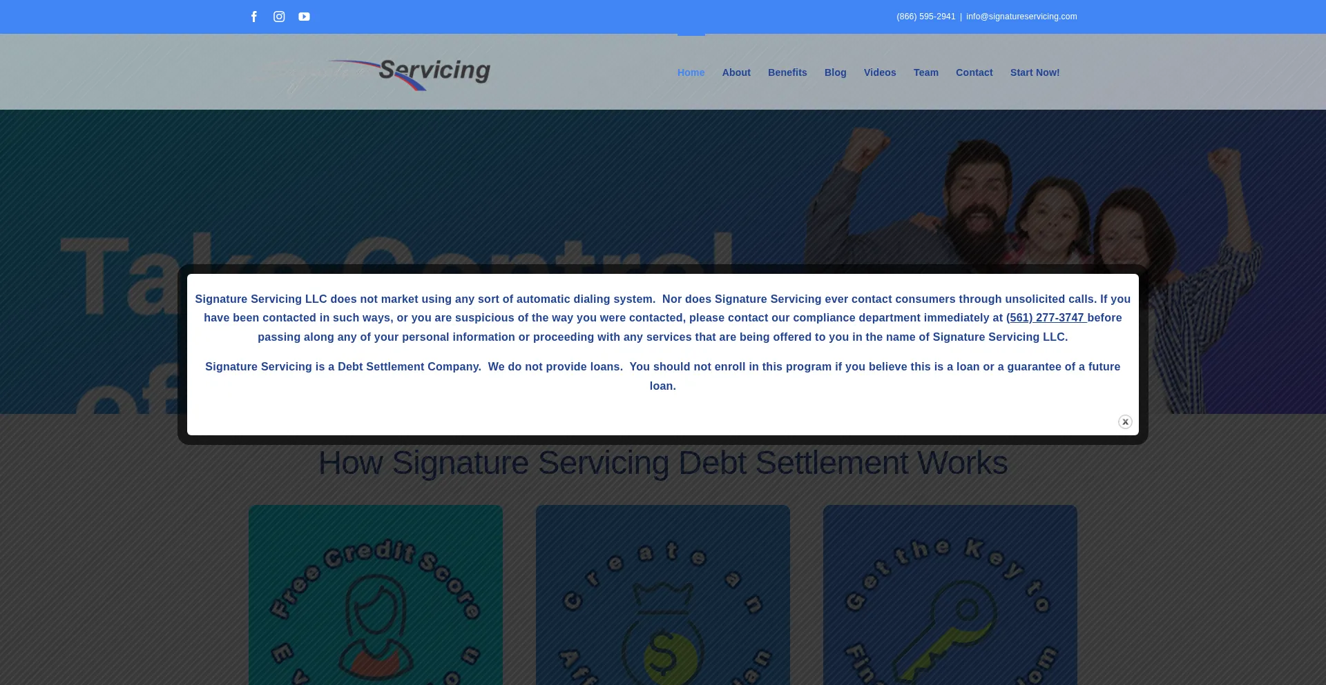 Website screenshot of Signatureservicing.com