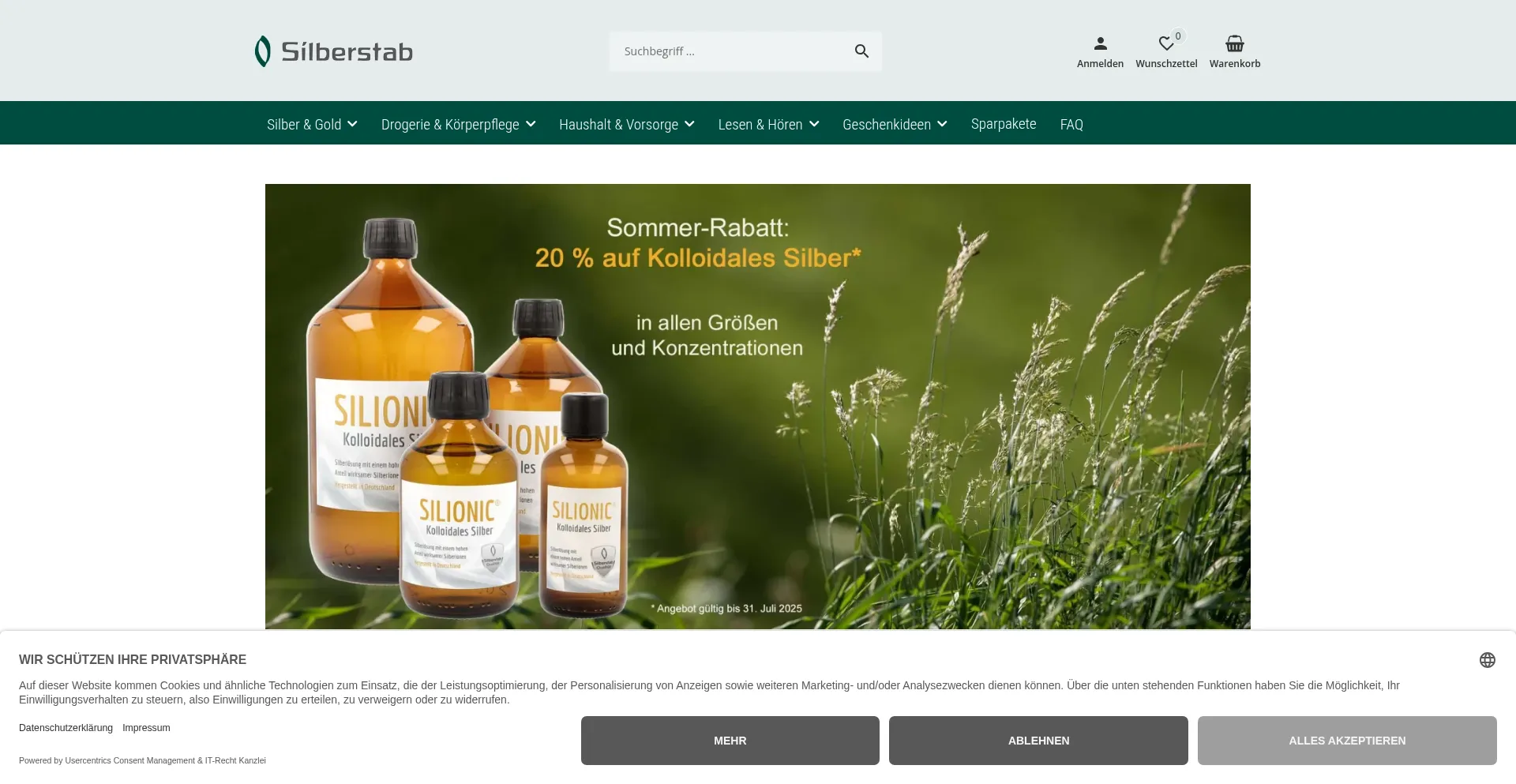 Website screenshot of Silberstab.de