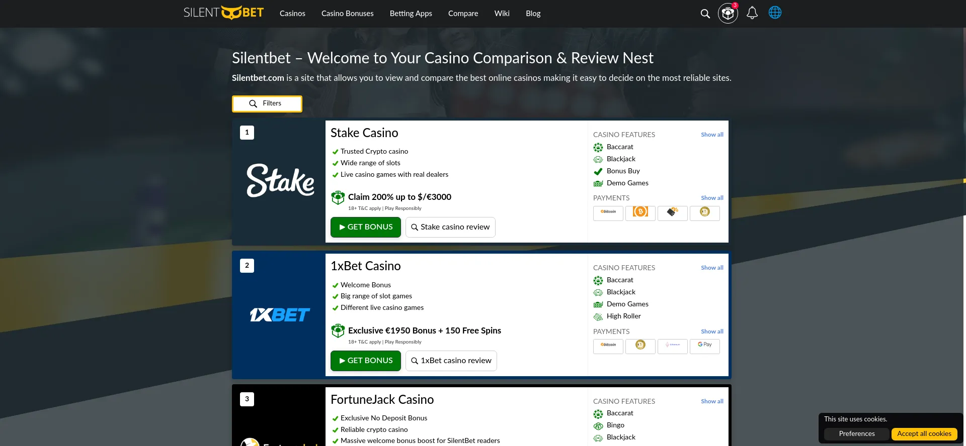 Silentbet.com Screenshot