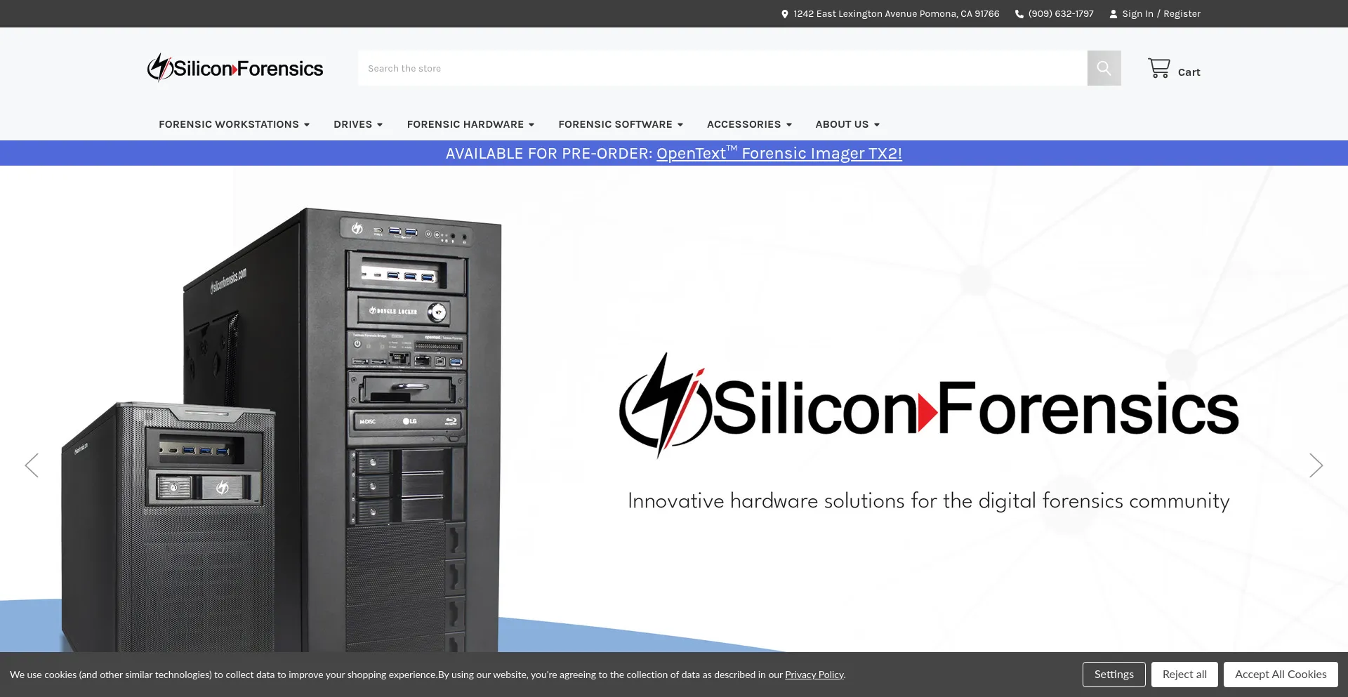 Website screenshot of Siliconforensics.com