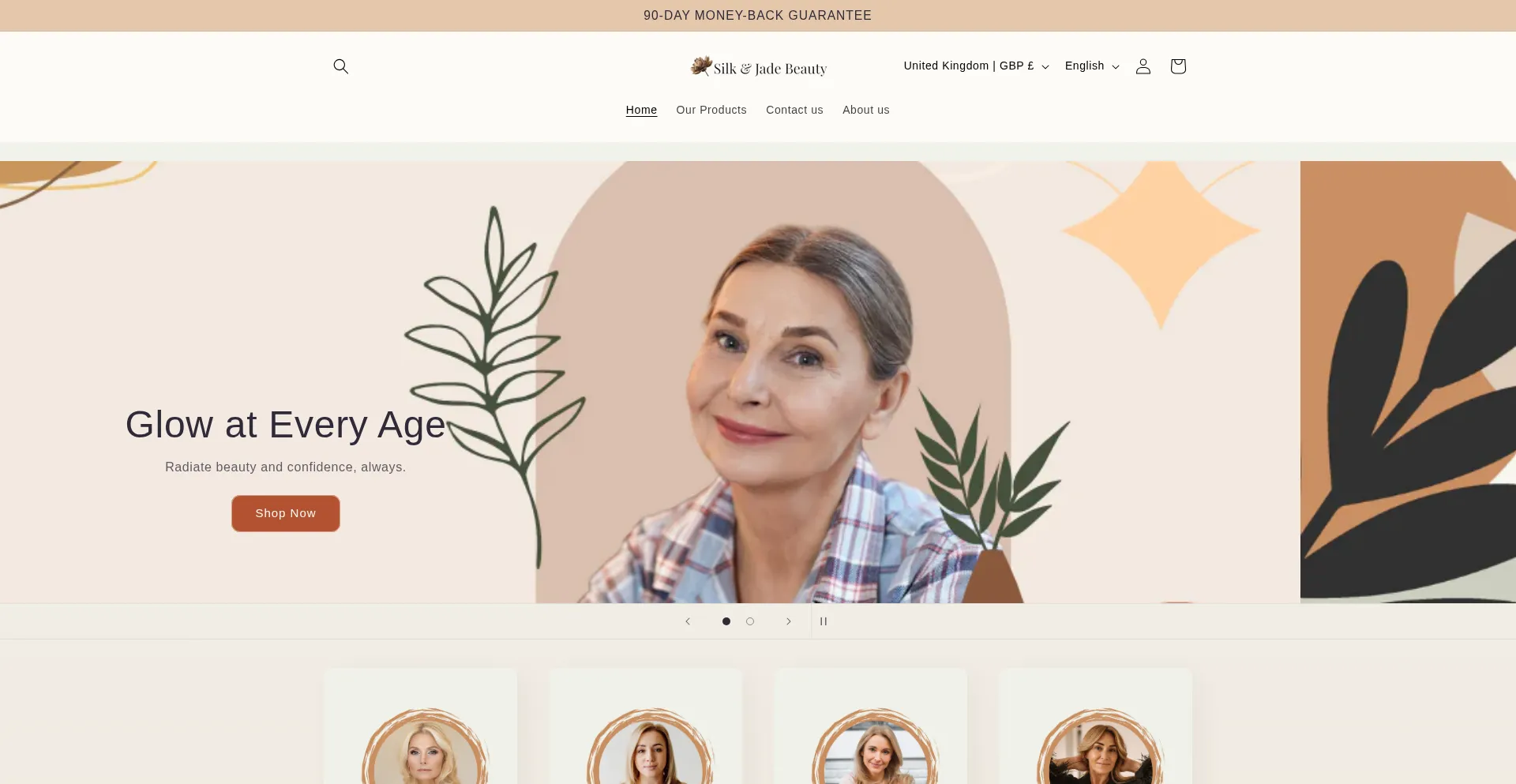 Website screenshot of Silkandjadebeauty.com