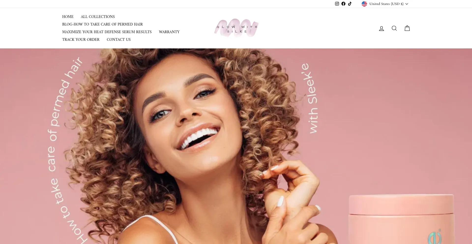 Website screenshot of Silkehairglow.shop