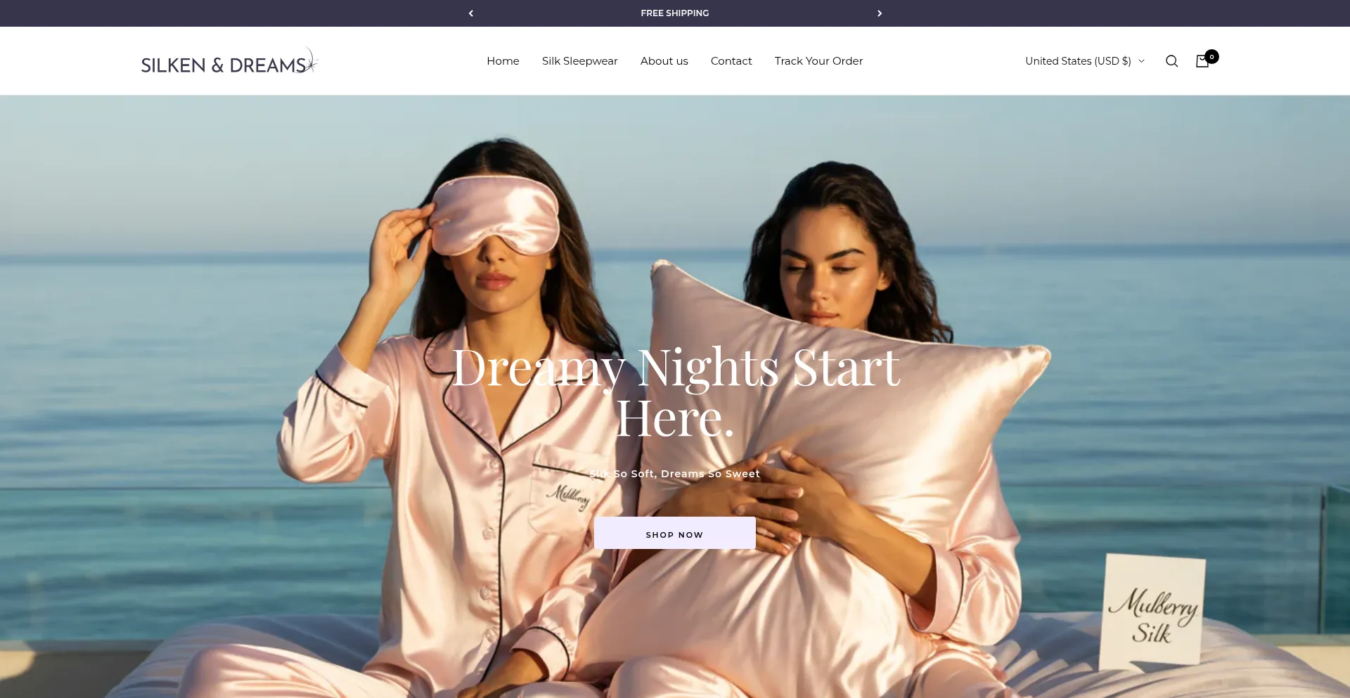 Website screenshot of Silkenanddreams.com