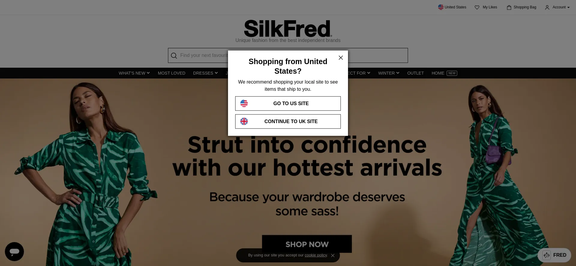 Website screenshot of Silkfred.com