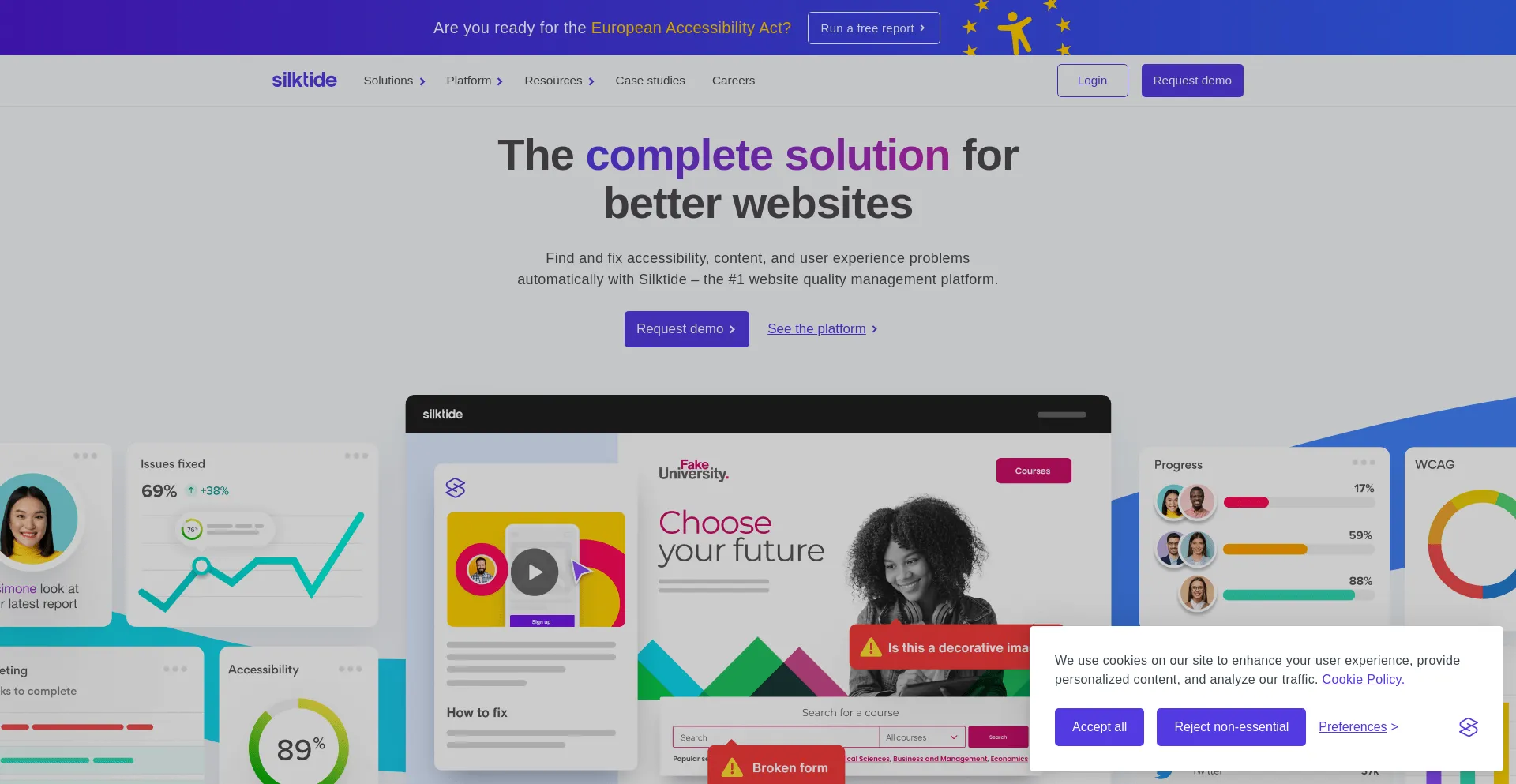 Website screenshot of Silktide.com