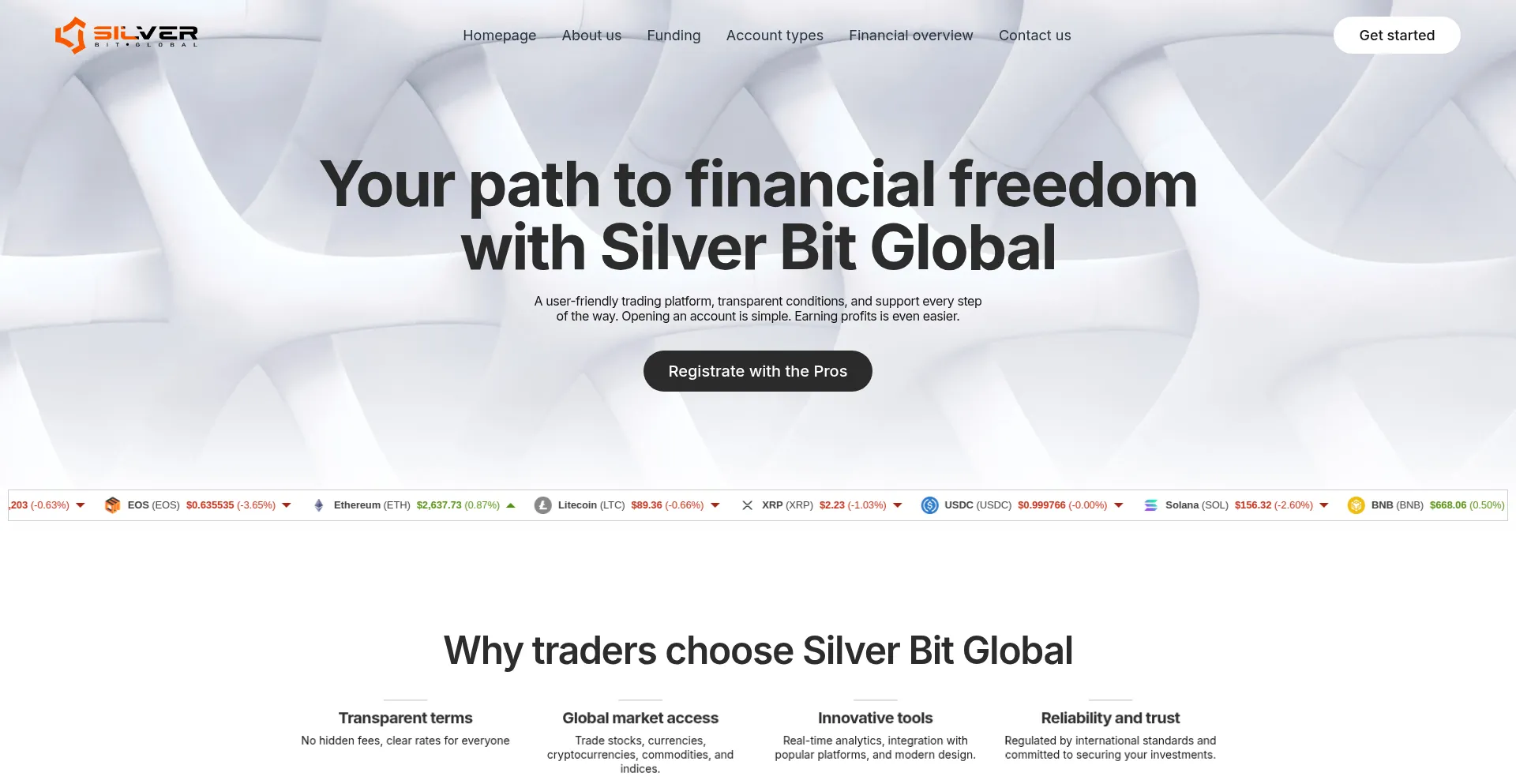 Website screenshot of Silver-bitglobal.com