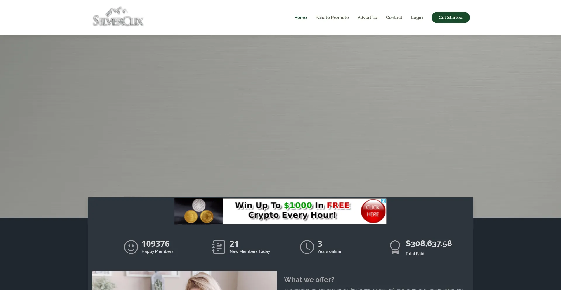 Website screenshot of Silverclix.com