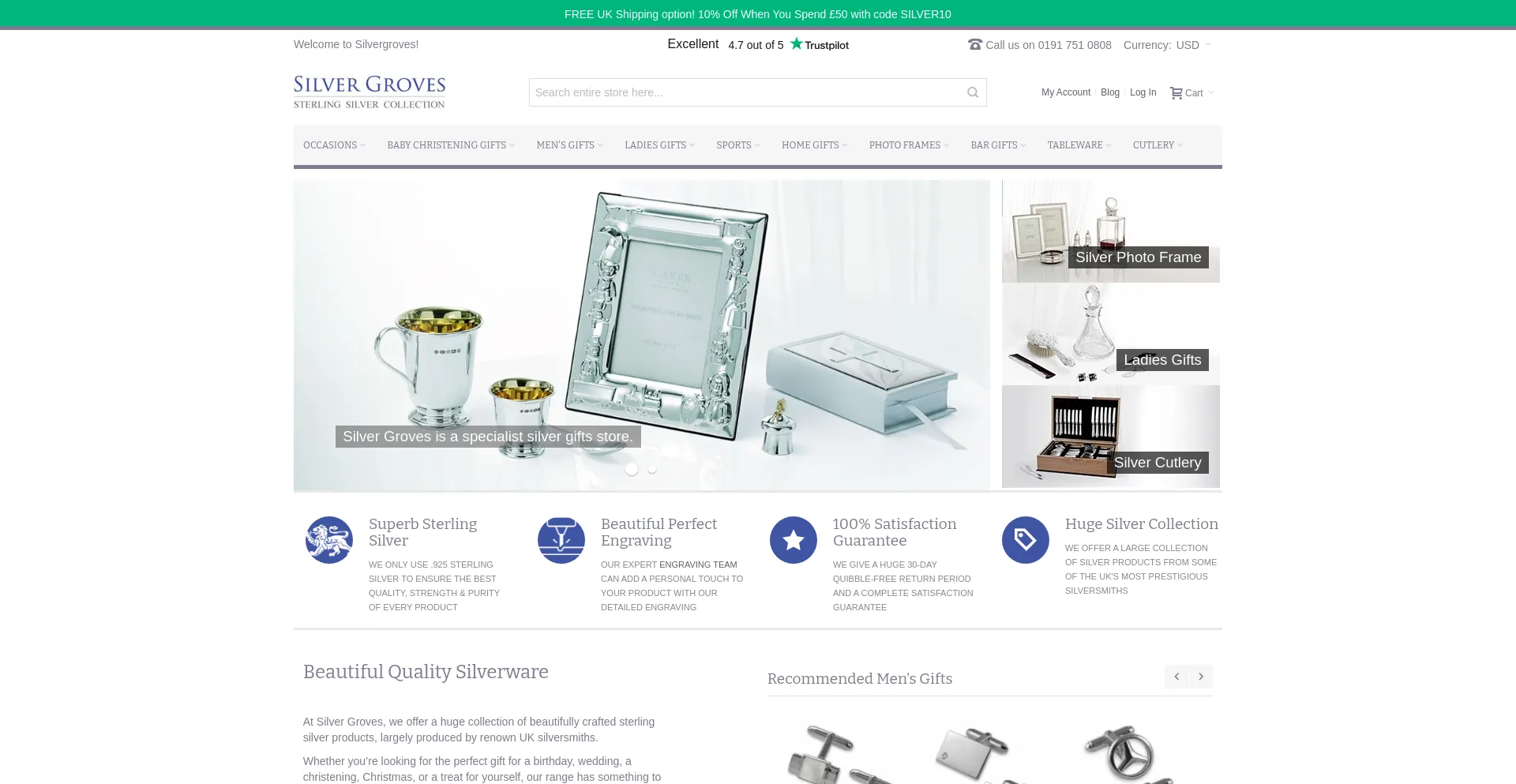 Website screenshot of Silvergroves.co.uk