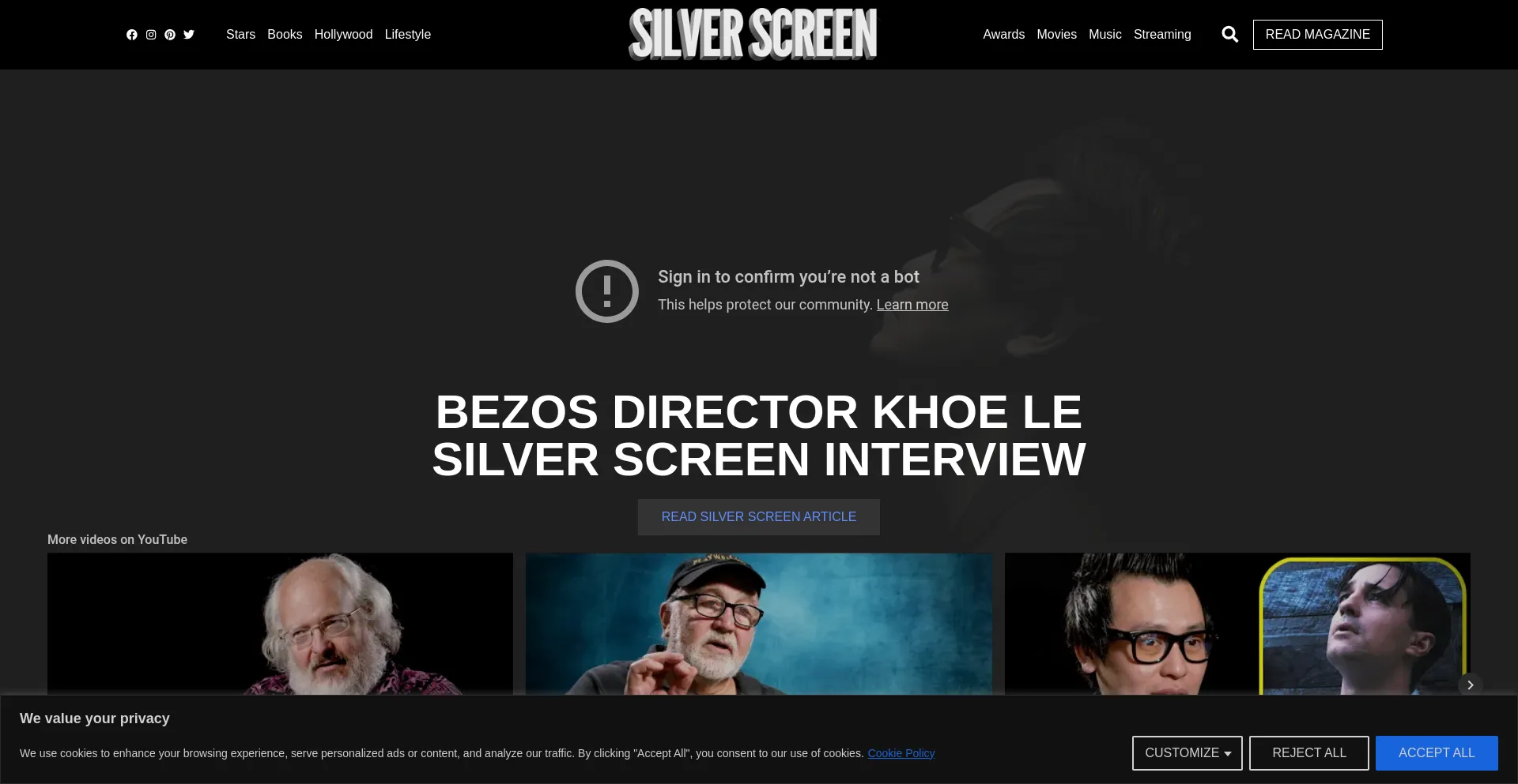 Website screenshot of Silverscreen-magazine.com