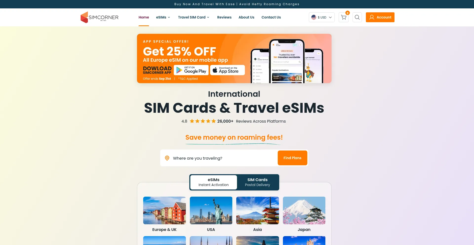 Website screenshot of Simcorner.com