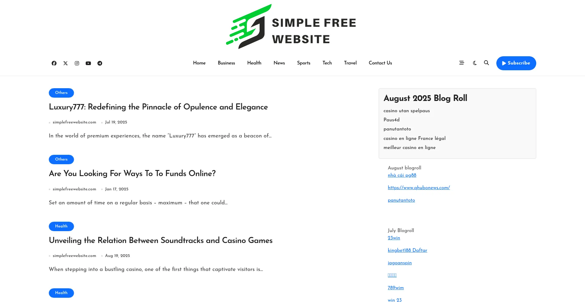 Website screenshot of Simplefreewebsite.com