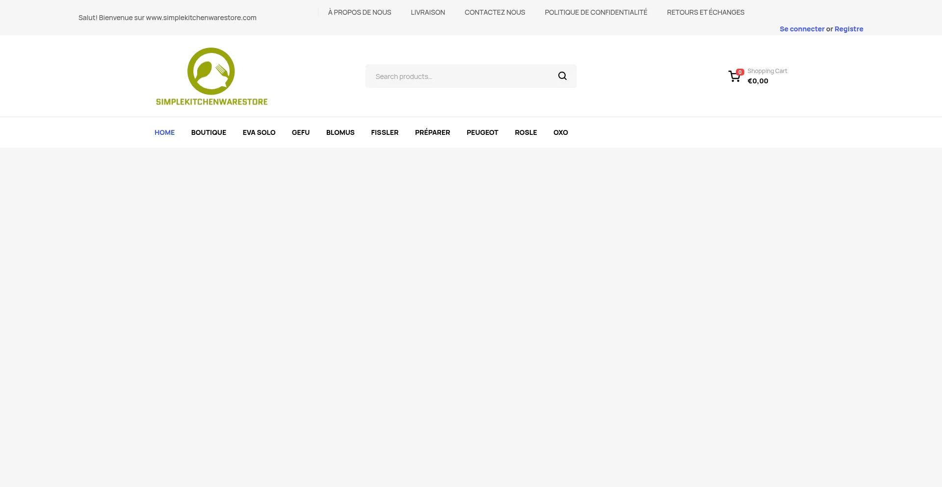 Website screenshot of Simplekitchenwarestore.com