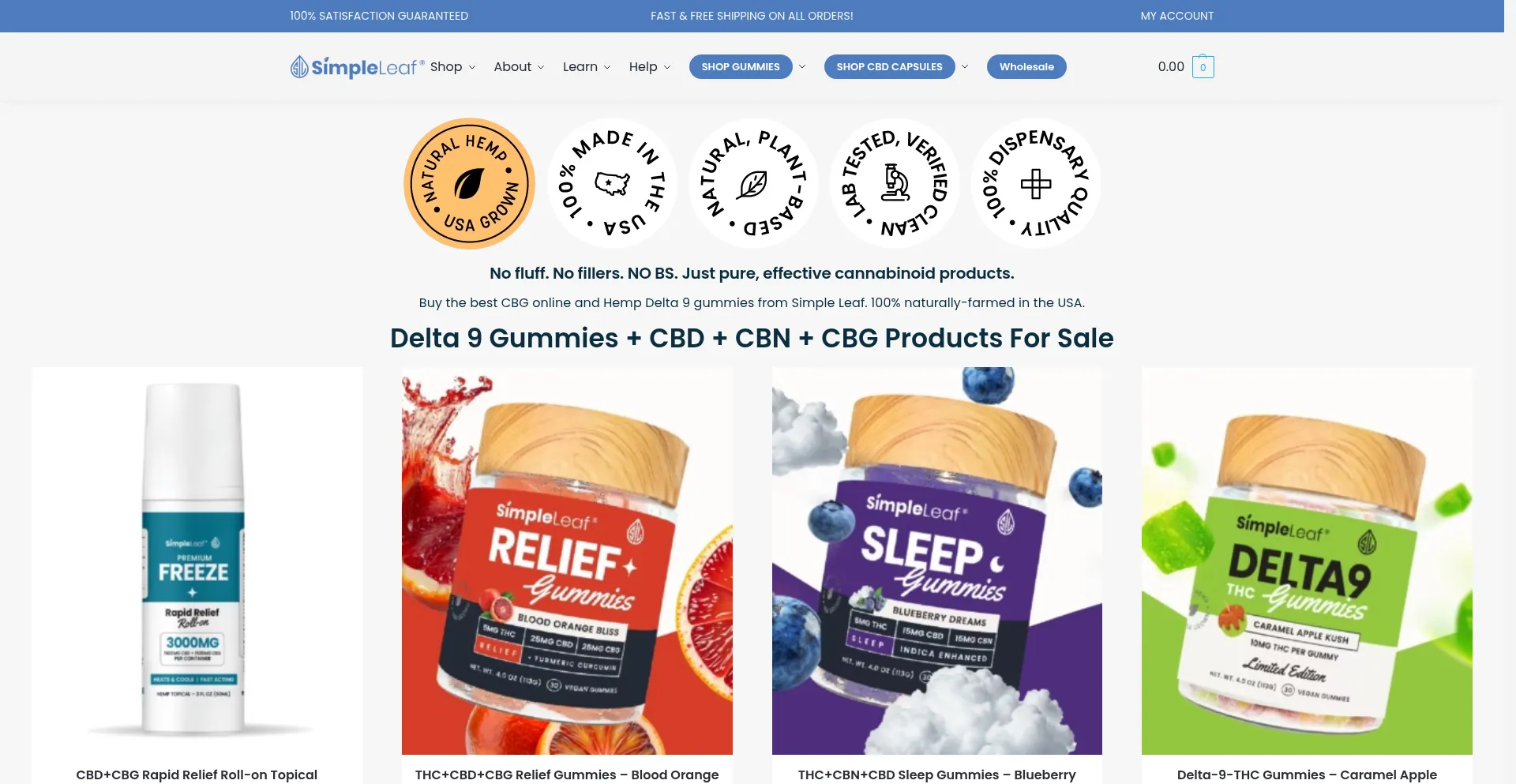 Website screenshot of Simpleleaf.com