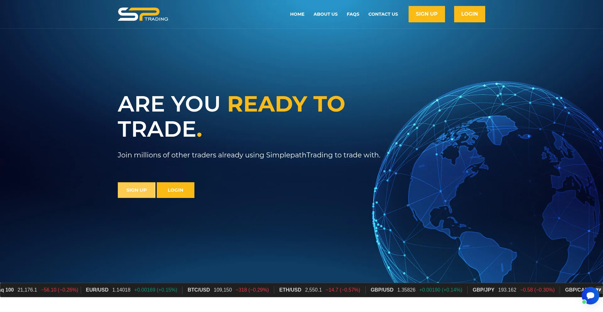 Website screenshot of Simplepathtrading.com