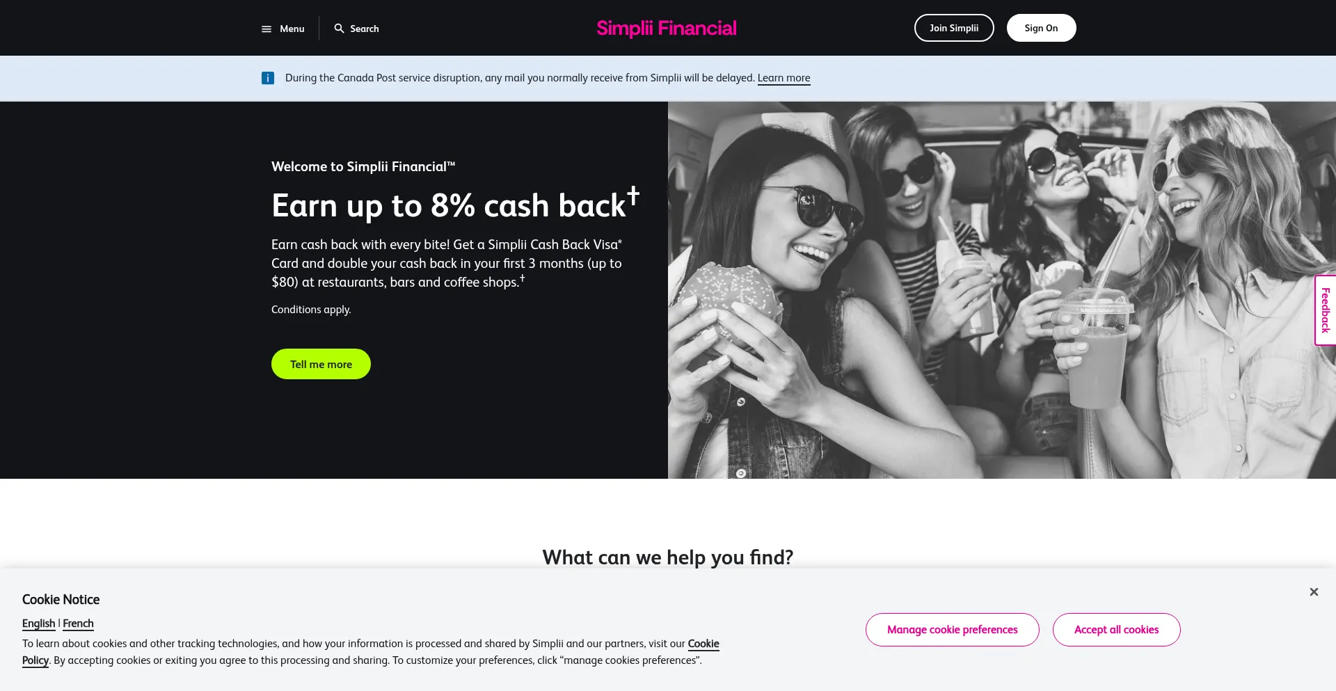 Website screenshot of Simplii.com