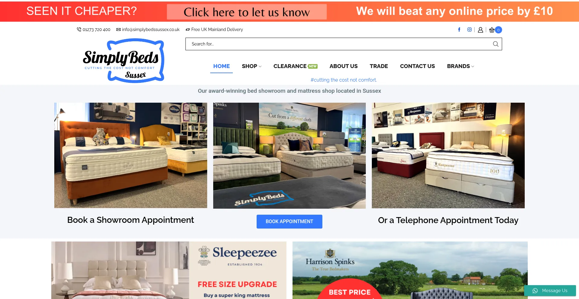 Website screenshot of Simplybedssussex.co.uk