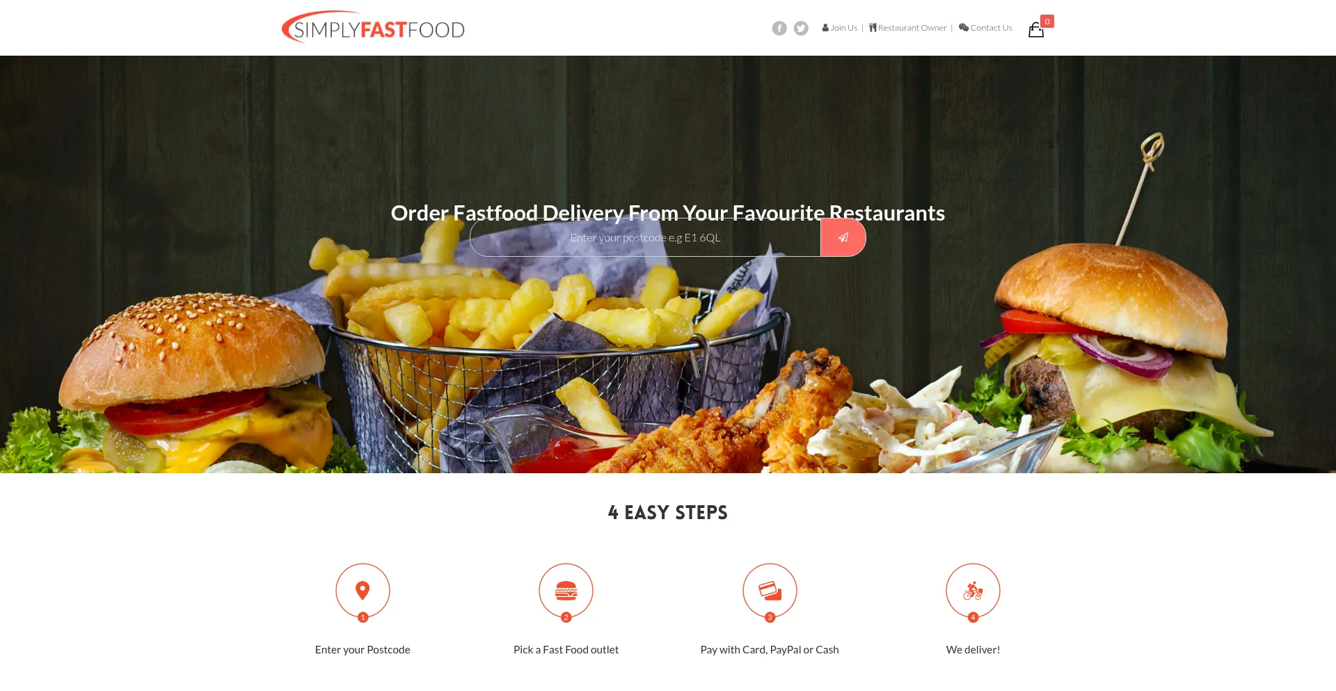Website screenshot of Simplyfastfood.co.uk