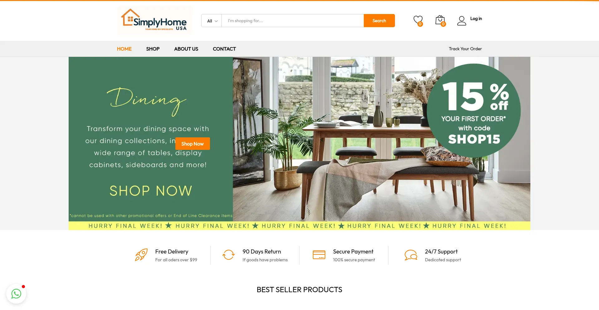 Website screenshot of Simplyhomeusa.com