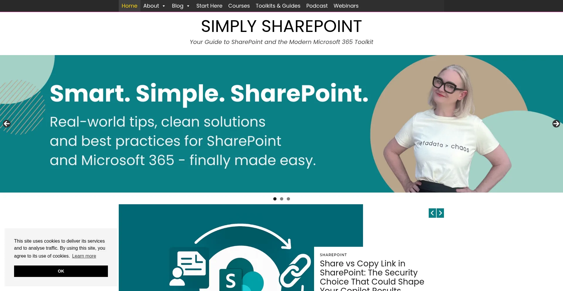 Website screenshot of Simplysharepoint.com