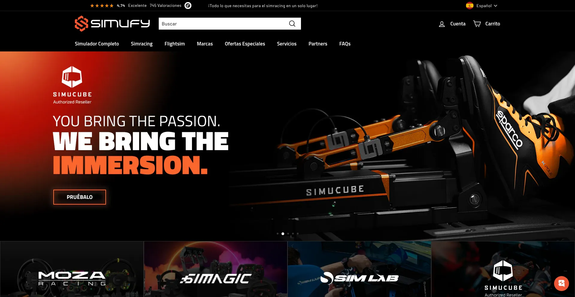 Website screenshot of Simufy.com