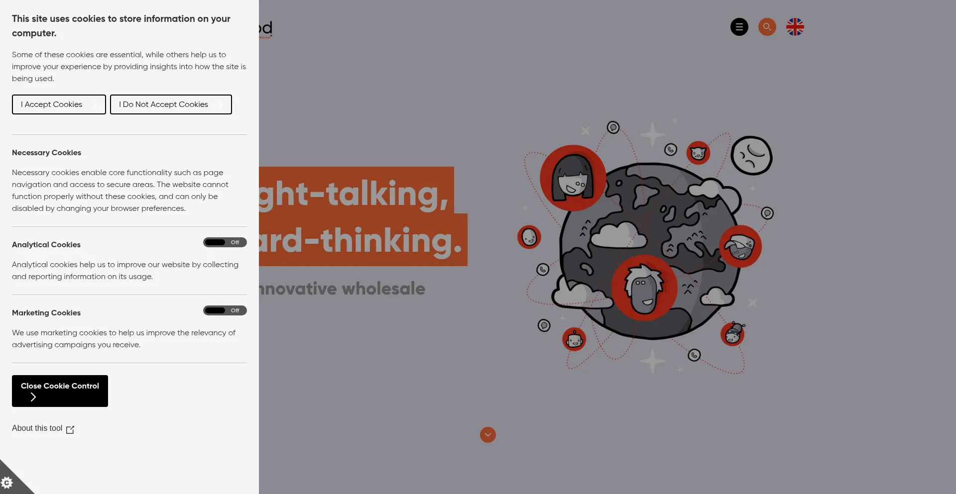 Website screenshot of Simwood.com