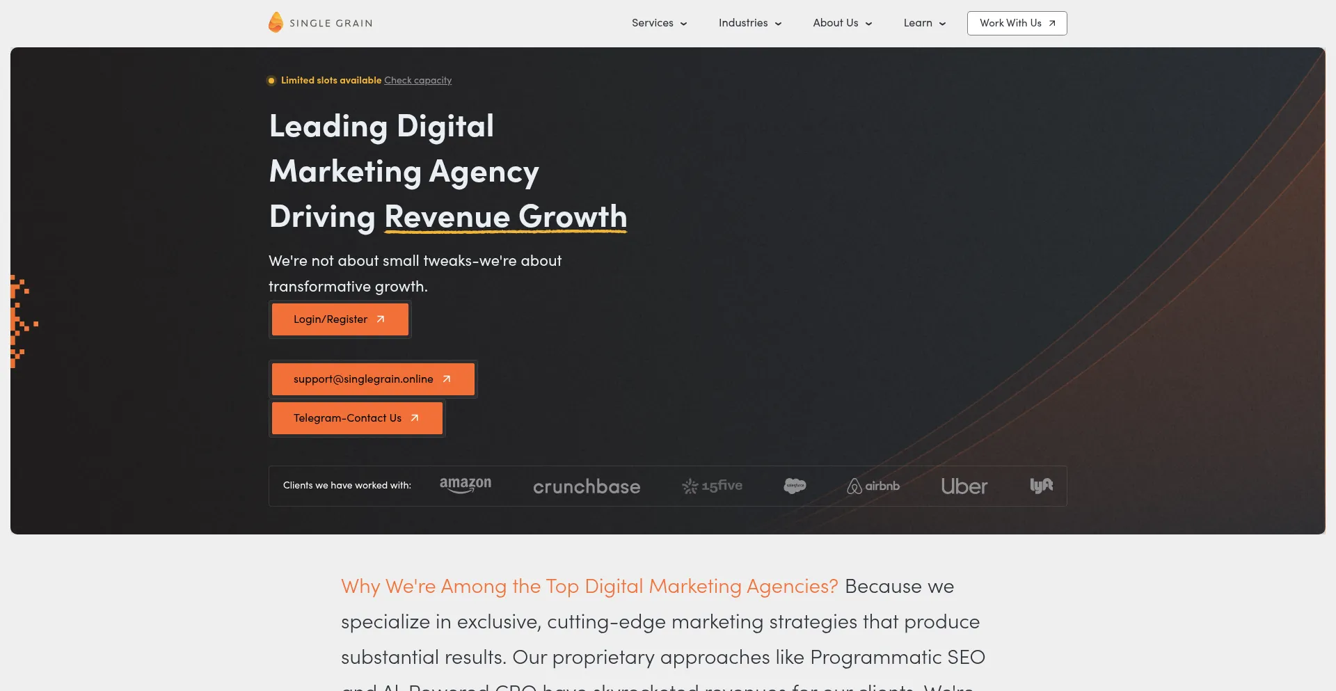 Website screenshot of Singlegrainaispace.com