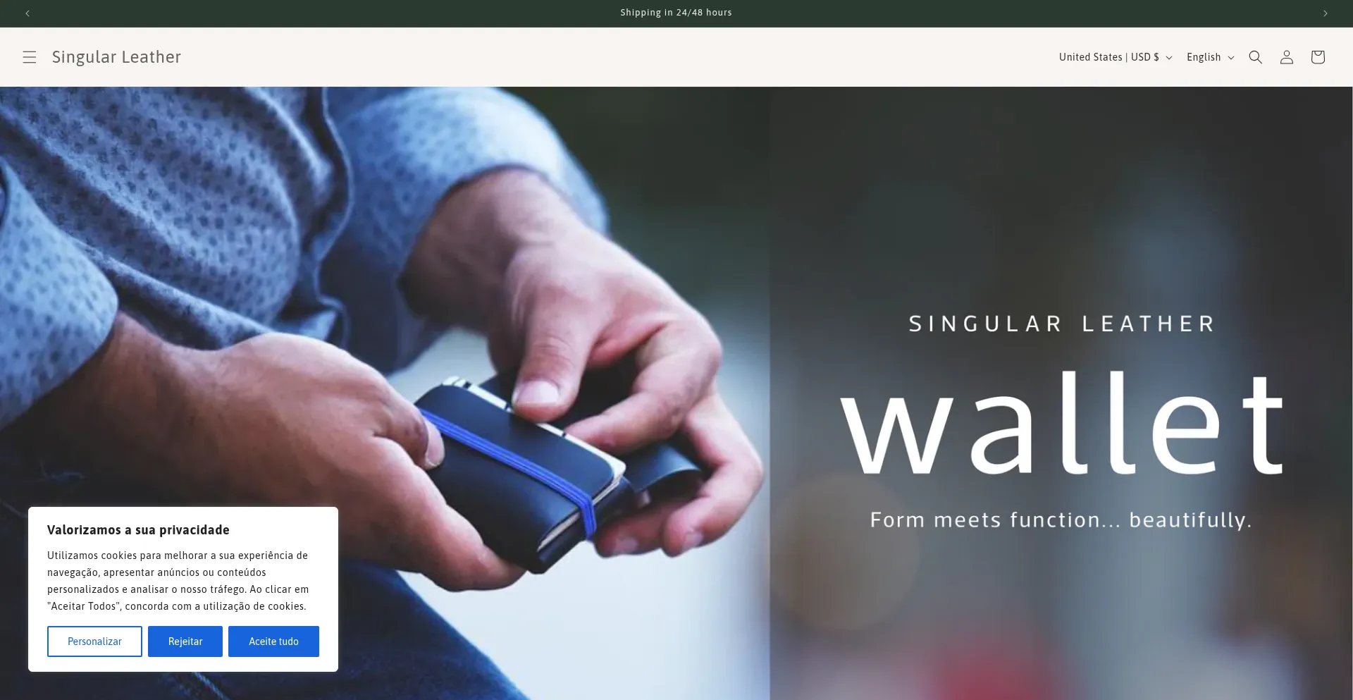 Website screenshot of Singularleather.com
