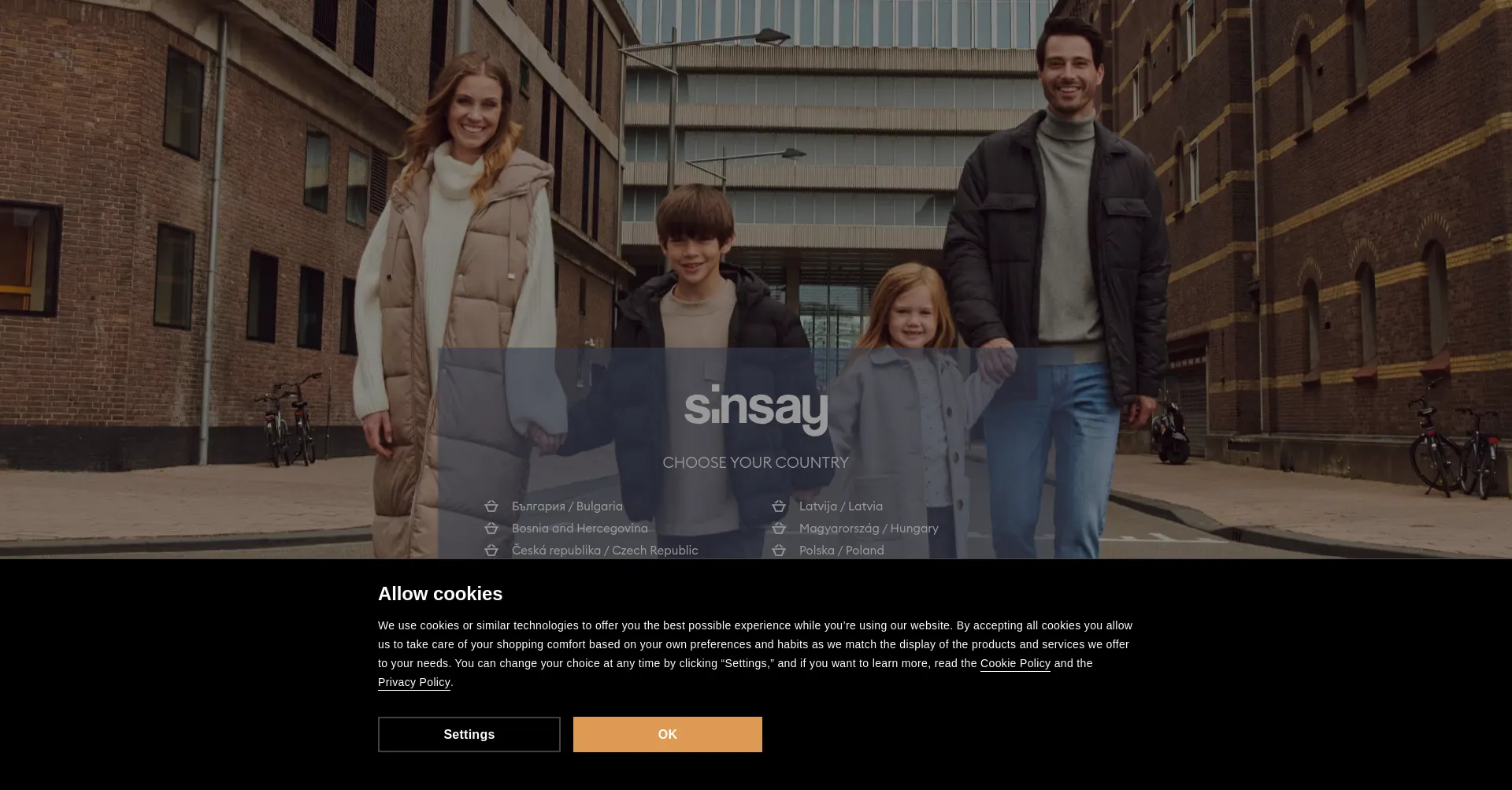 Website screenshot of Sinsay.com