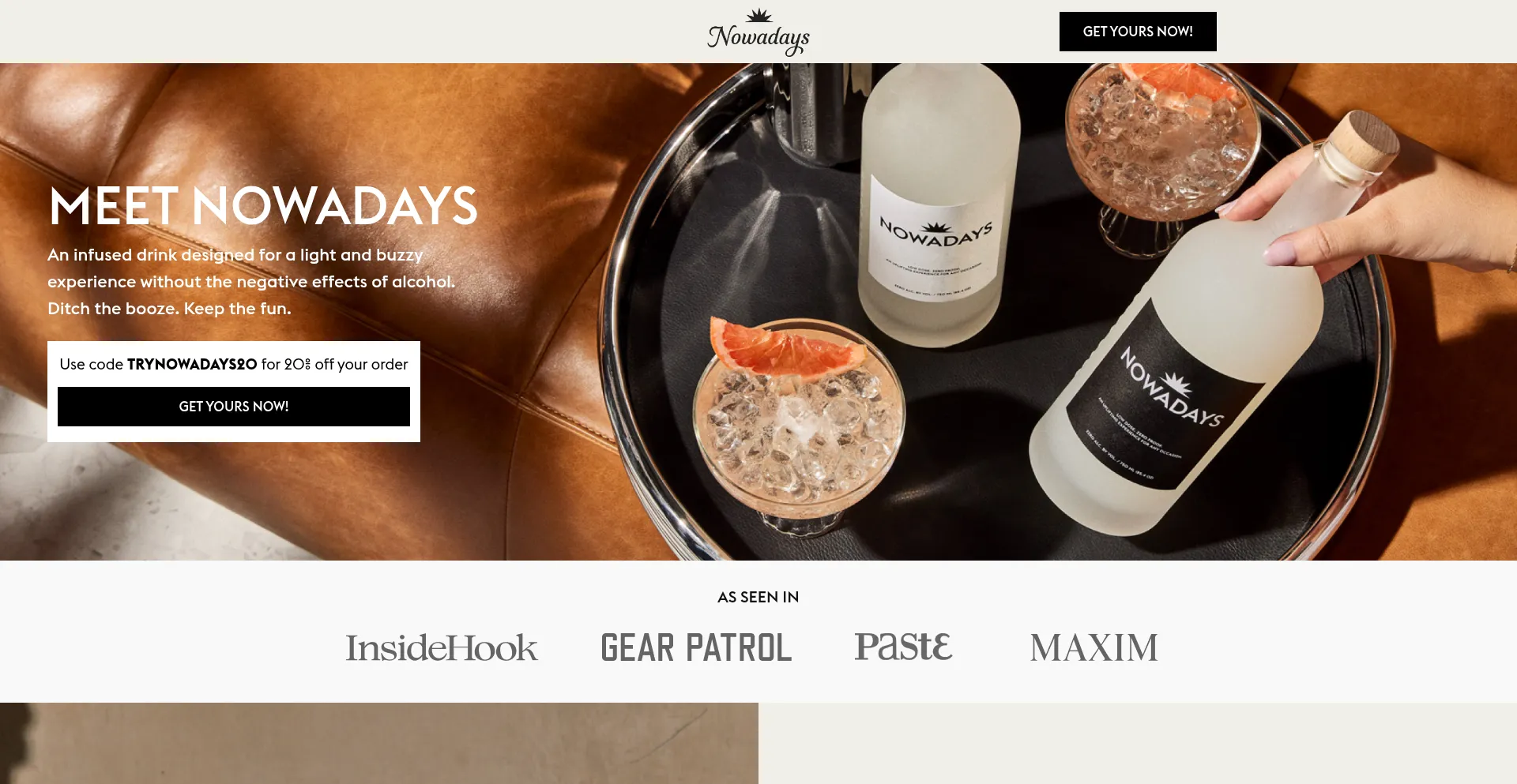 Website screenshot of Sipnowadays.com
