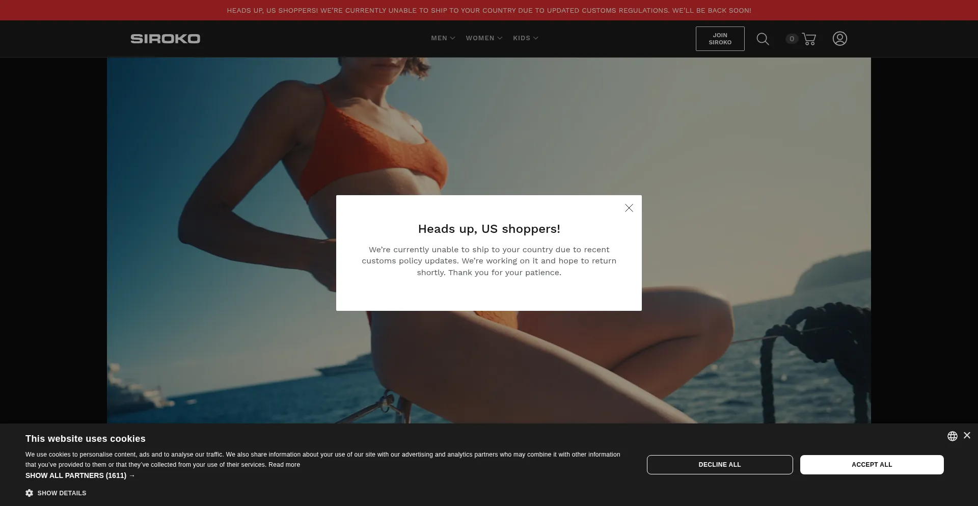 Website screenshot of Siroko.com