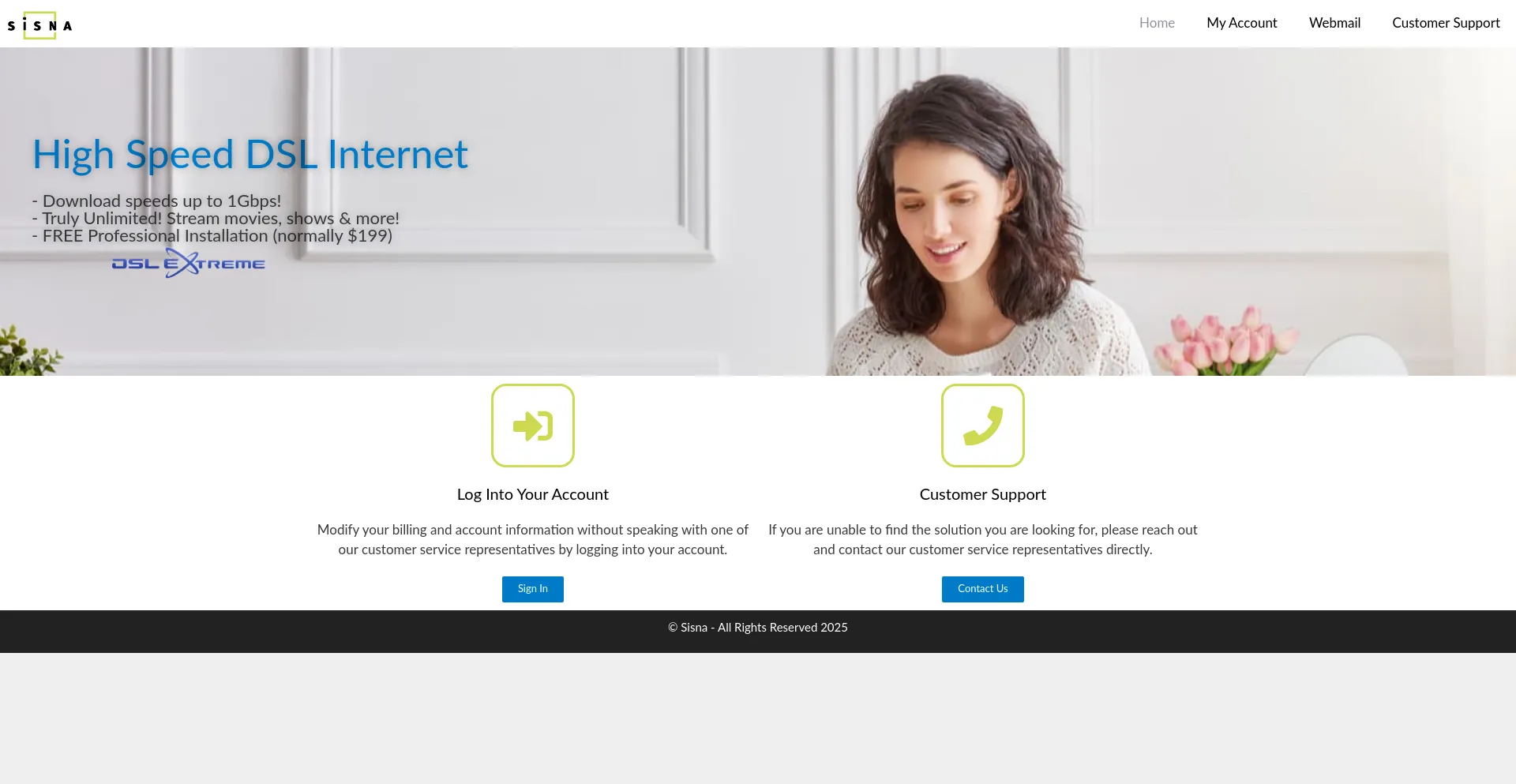 Website screenshot of Sisna.com