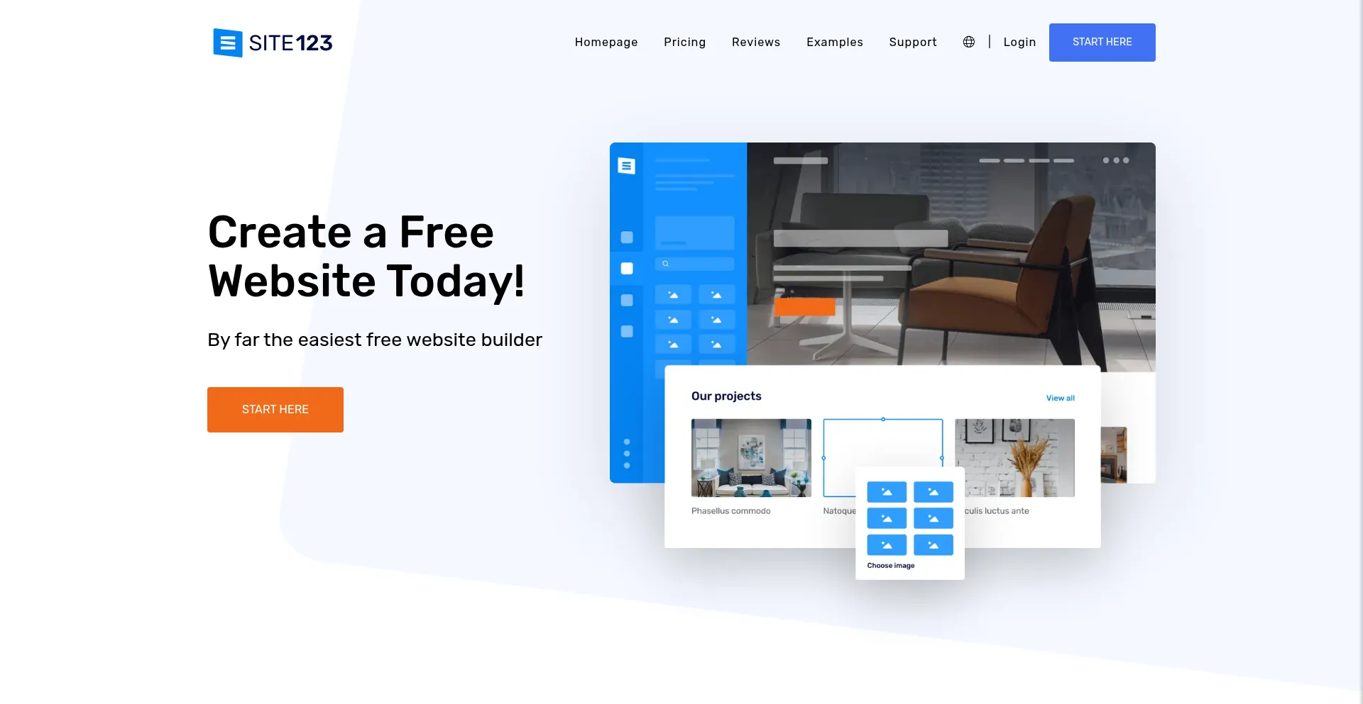 Website screenshot of Site123.com