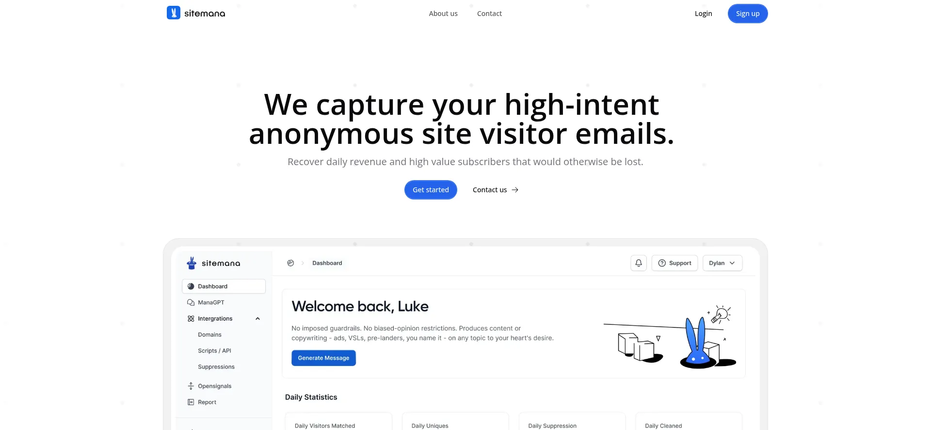 Website screenshot of Sitemana.com