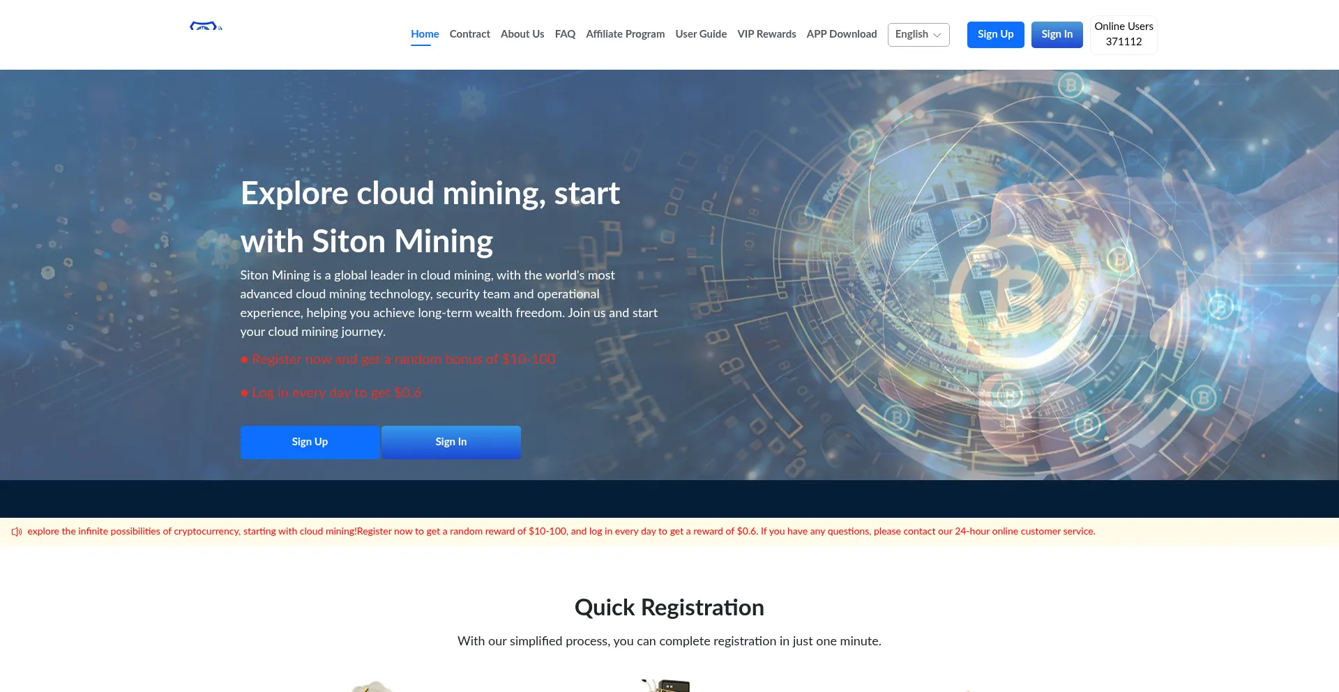 Website screenshot of Sitonmining.com