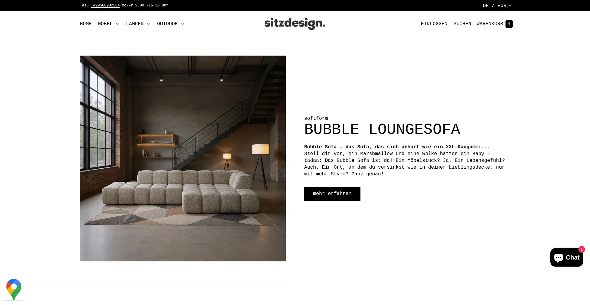 Website screenshot of Sitzdesign.de