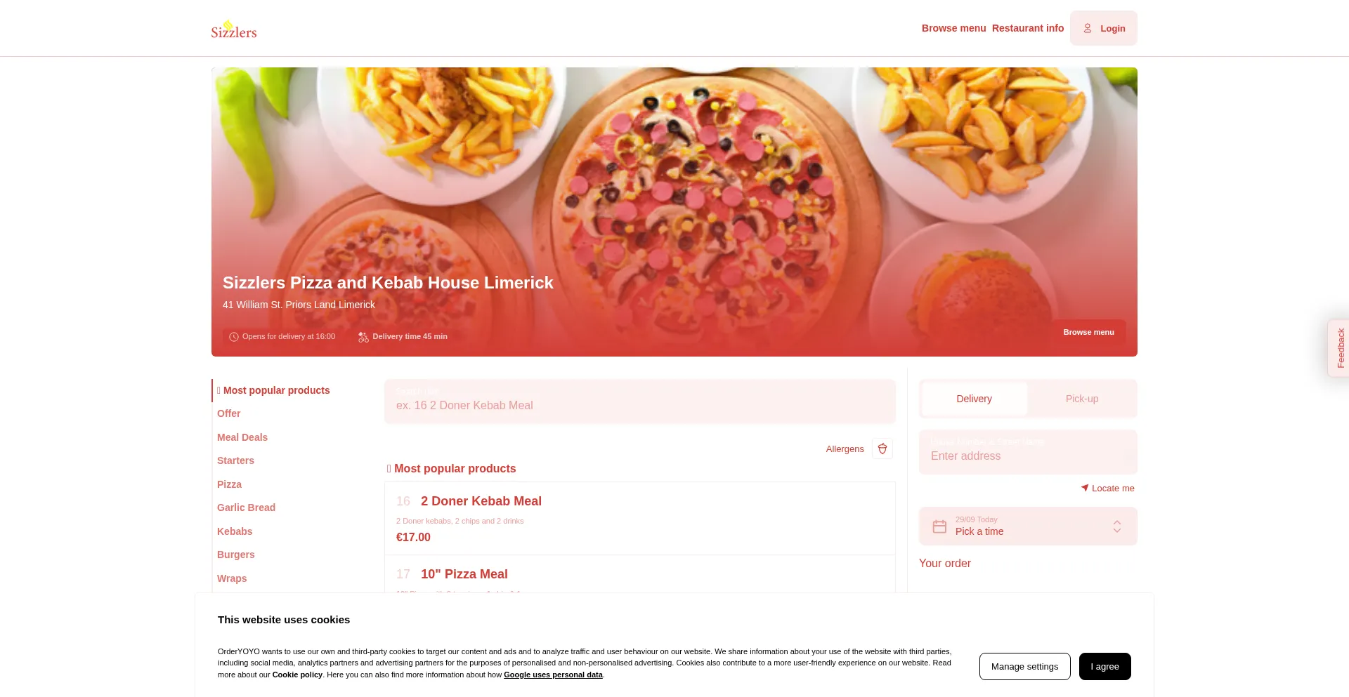 Sizzlerspizzaandkebabhouse.ie Screenshot