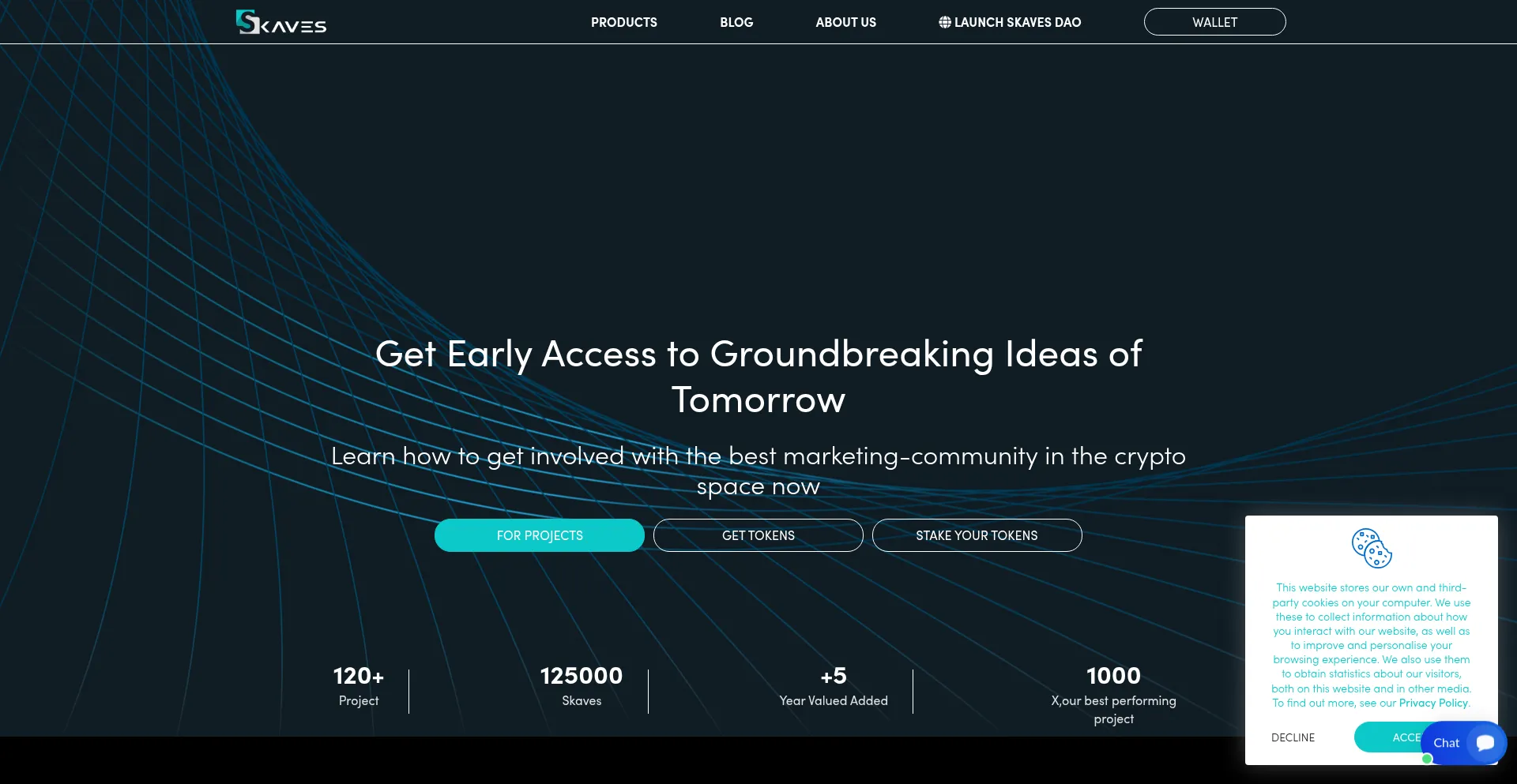 Website screenshot of Skaves.com