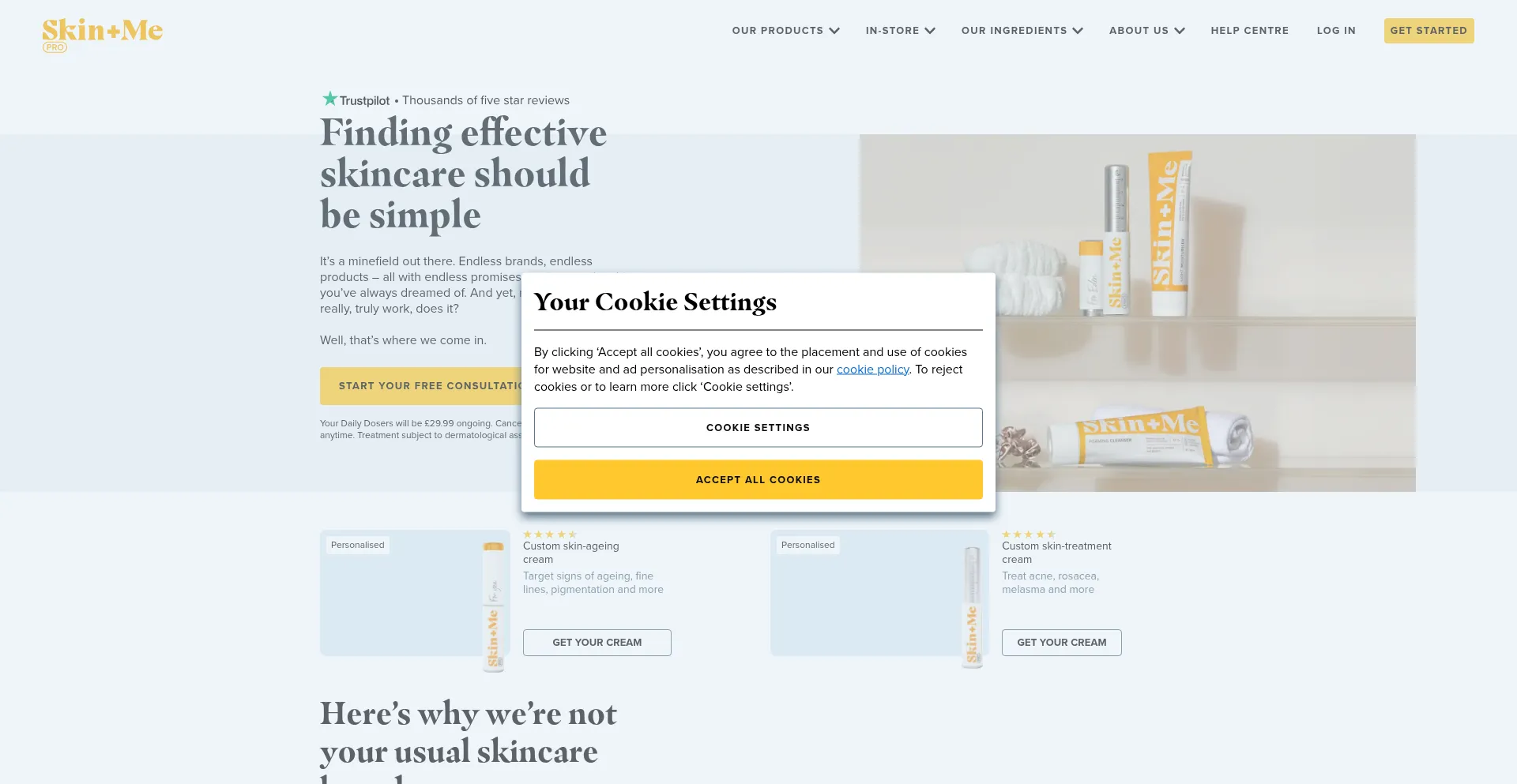 Skinandme.com Screenshot