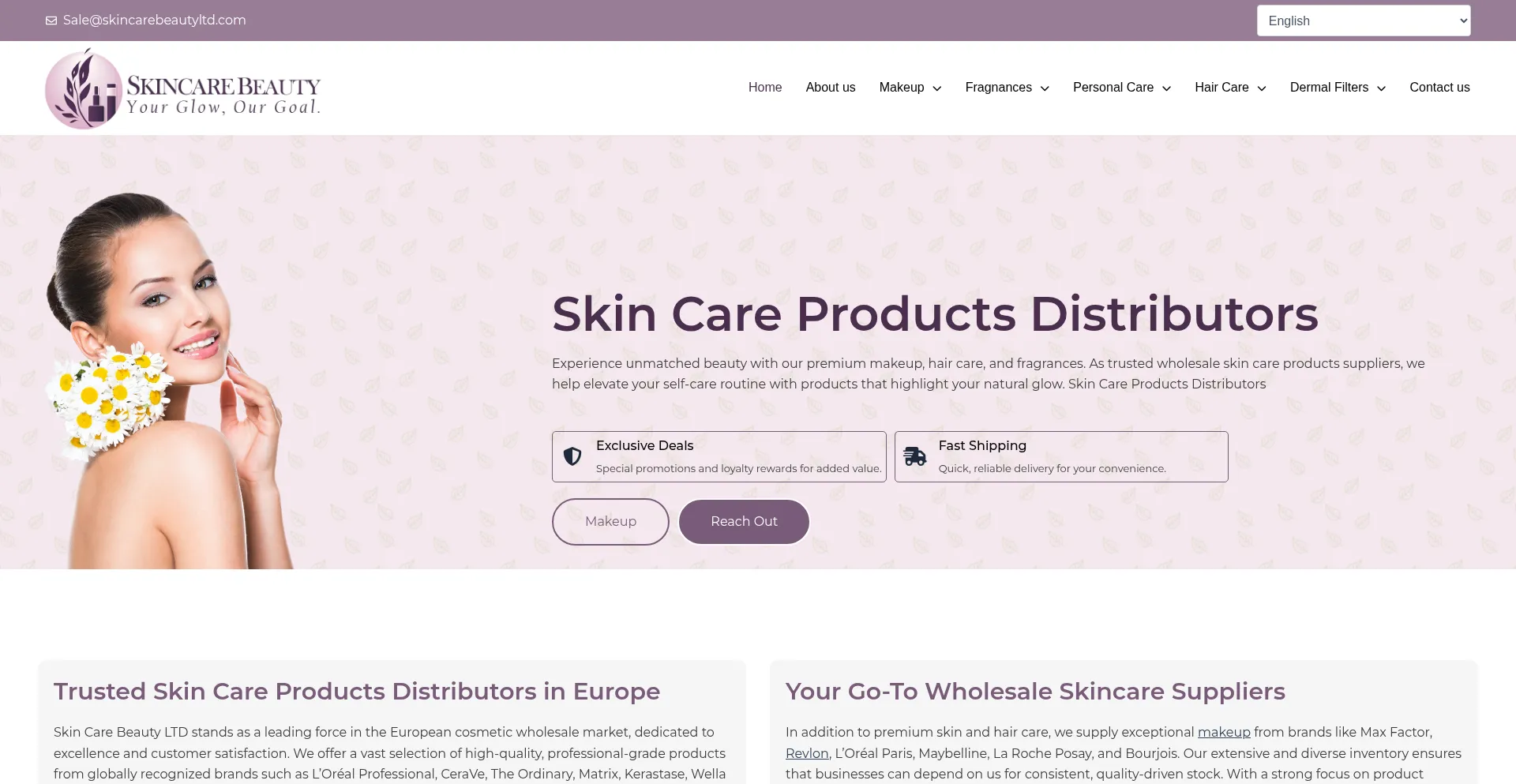 Website screenshot of Skincarebeautyltd.com