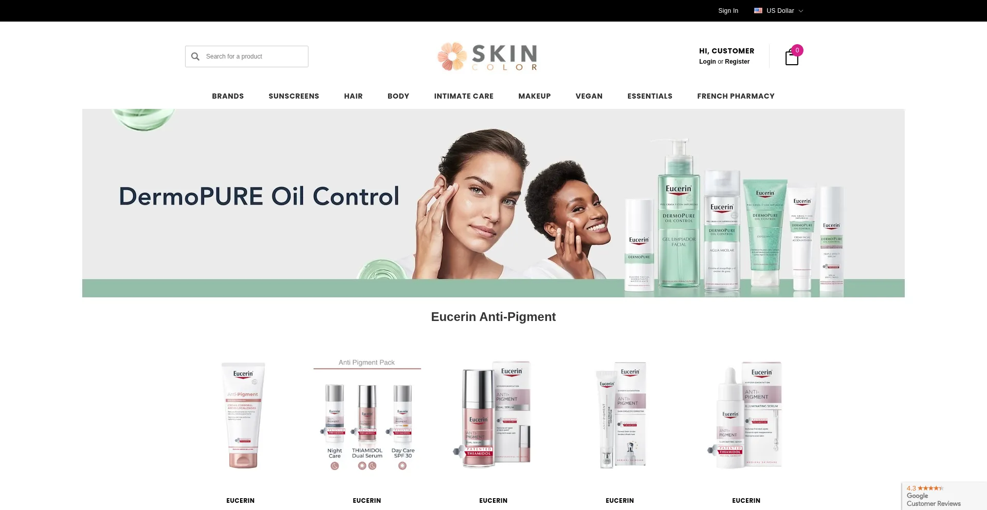 Website screenshot of Skincolor.net
