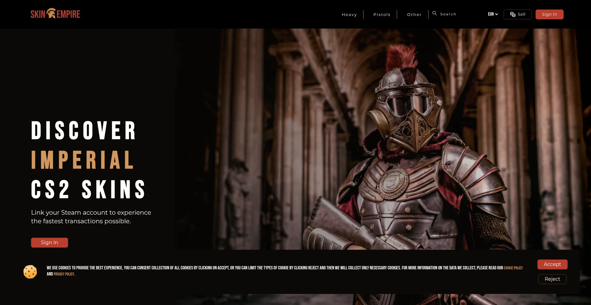Website screenshot of Skinempire.eu