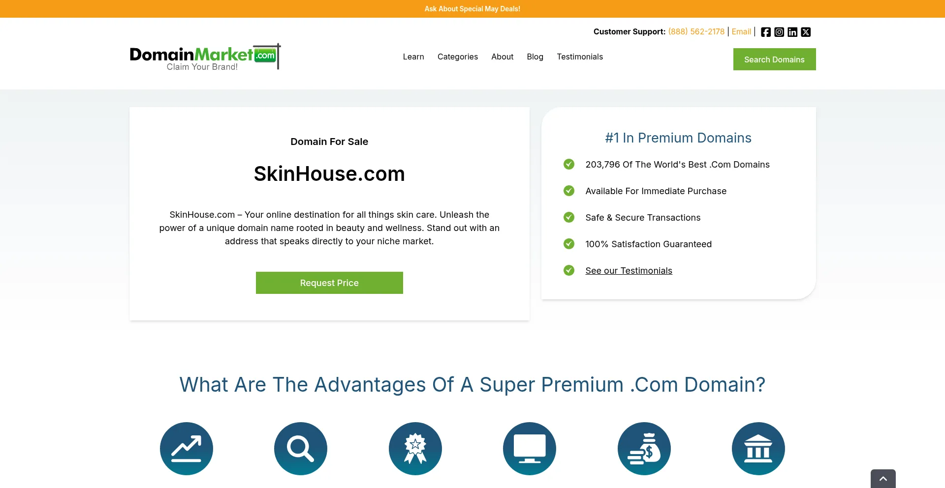 Website screenshot of Skinhouse.com