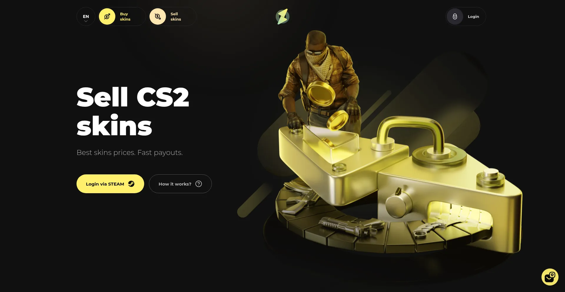 Website screenshot of Skinout.gg