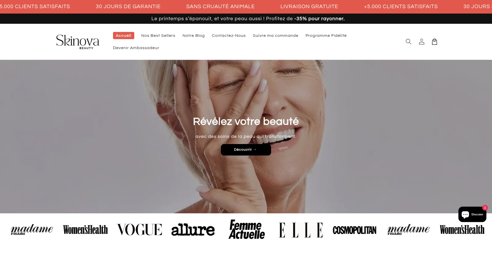 Skinova-beauty.com Screenshot