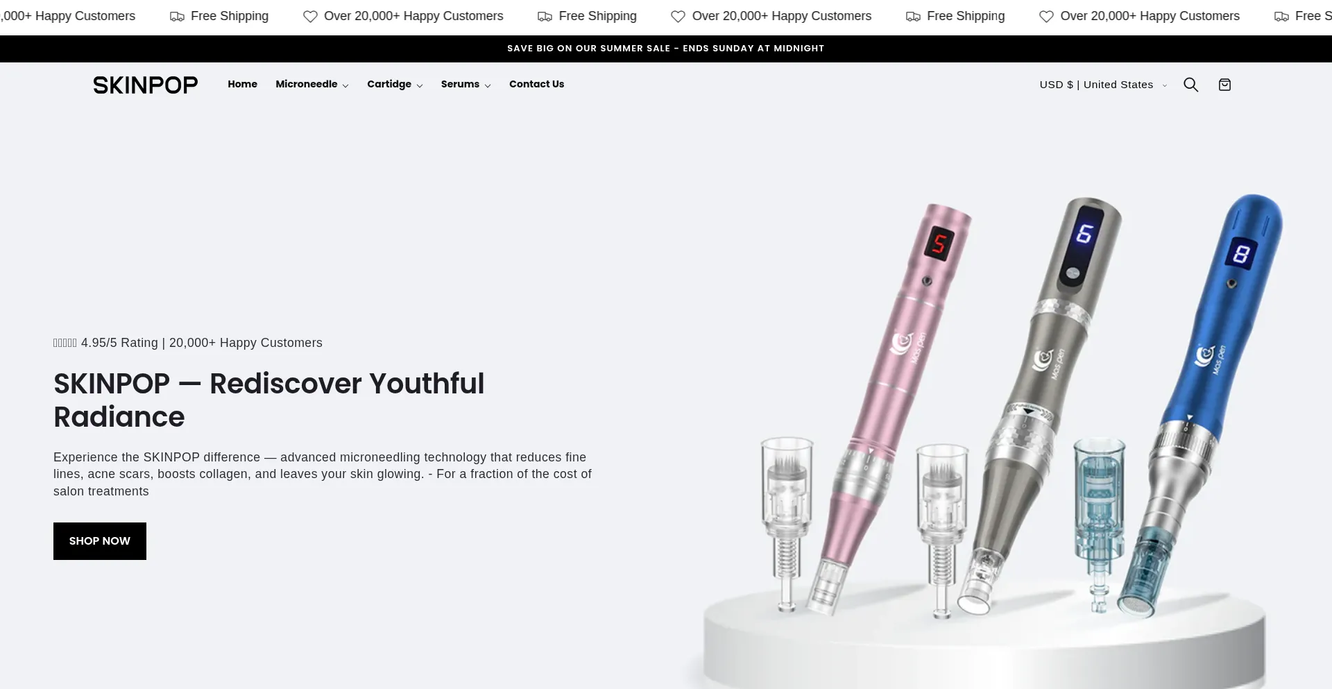 Website screenshot of Skinpop.co.uk