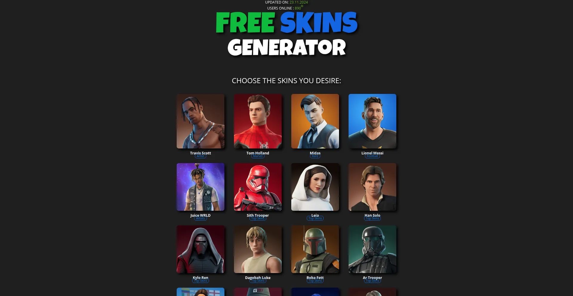 Skinsden.xyz Screenshot