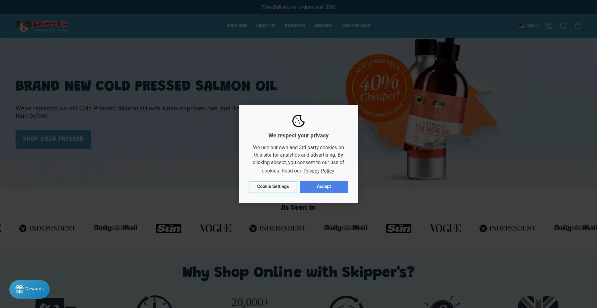 Website screenshot of Skipperspetproducts.com