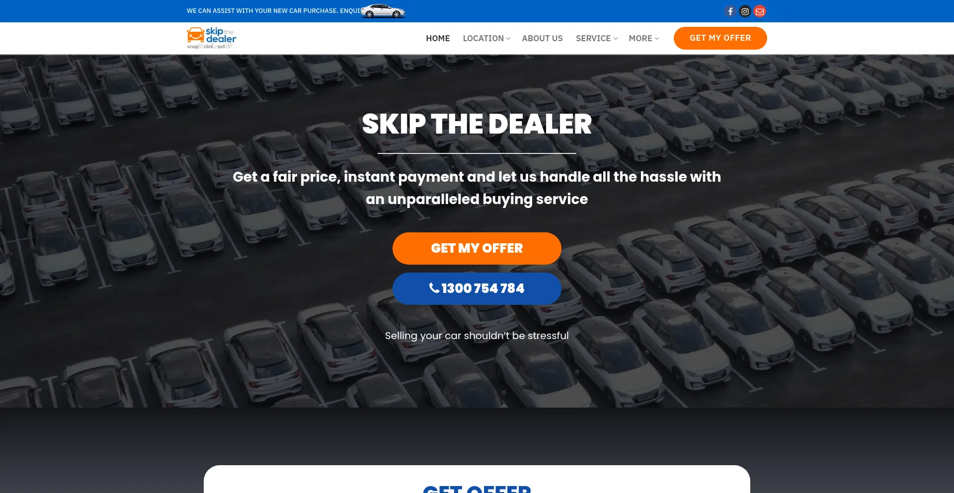 Website screenshot of Skipthedealer.com.au