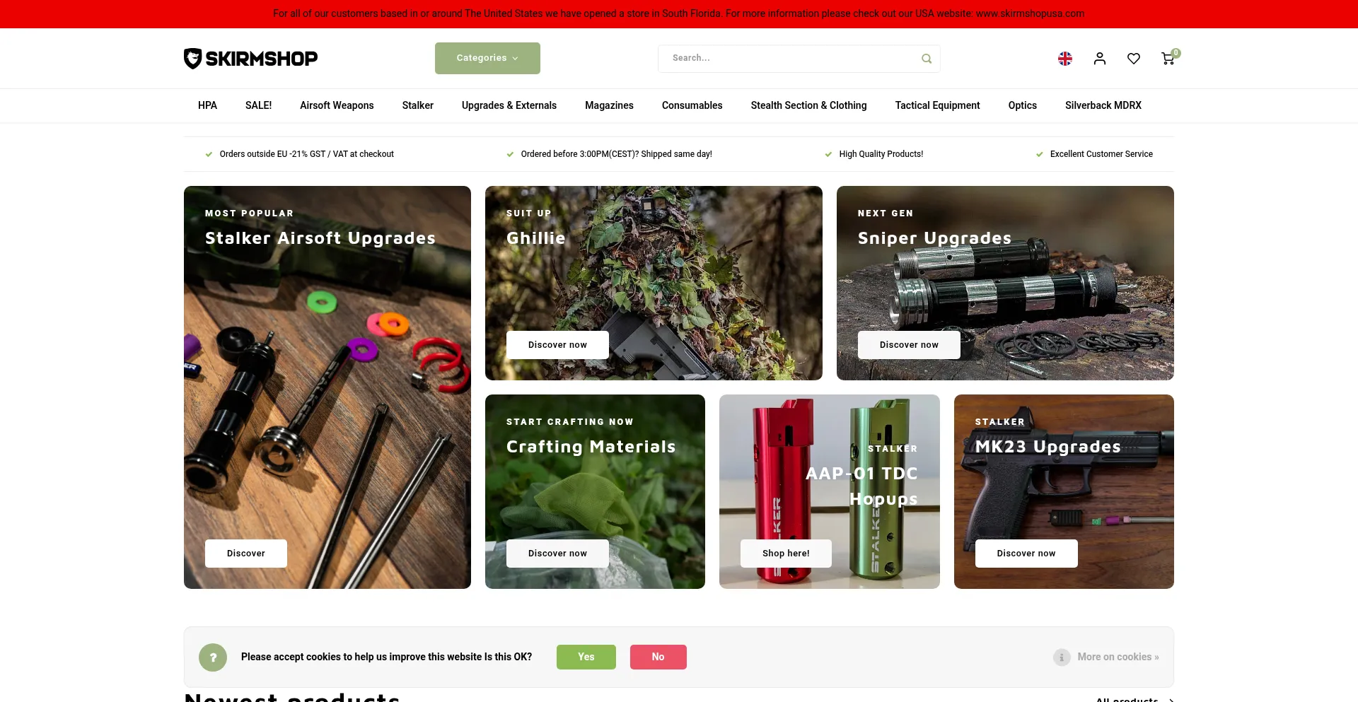 Website screenshot of Skirmshop.nl